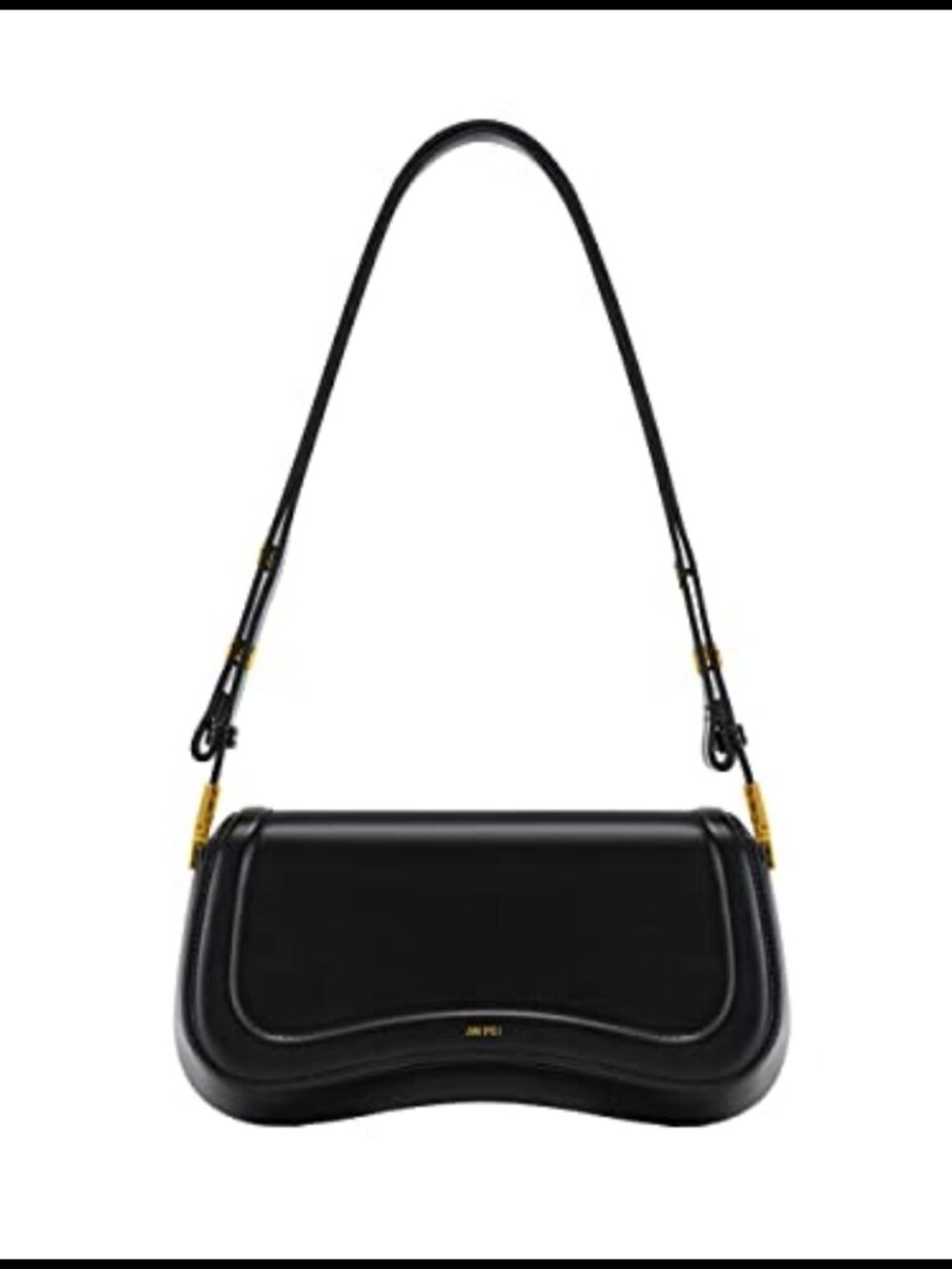 Vegan Leather Shoulder Bag Gold-Tone Hardware Magnetic Snap Baguette Bag